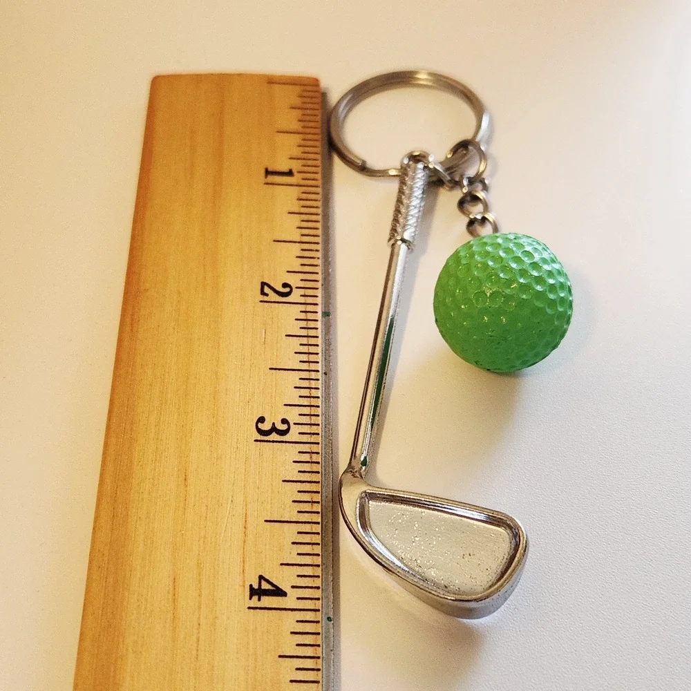 Golf Ball and Club Keychain, Sports Fan Gift, Bag Charm, Golfer Keyring‎ NWOT